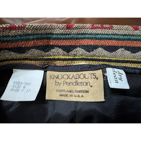 VTG Knockabouts By Pendleton Sz8 Southwestern Blanket Wool Art Azetec WrapSkirt - Picture 4 of 5